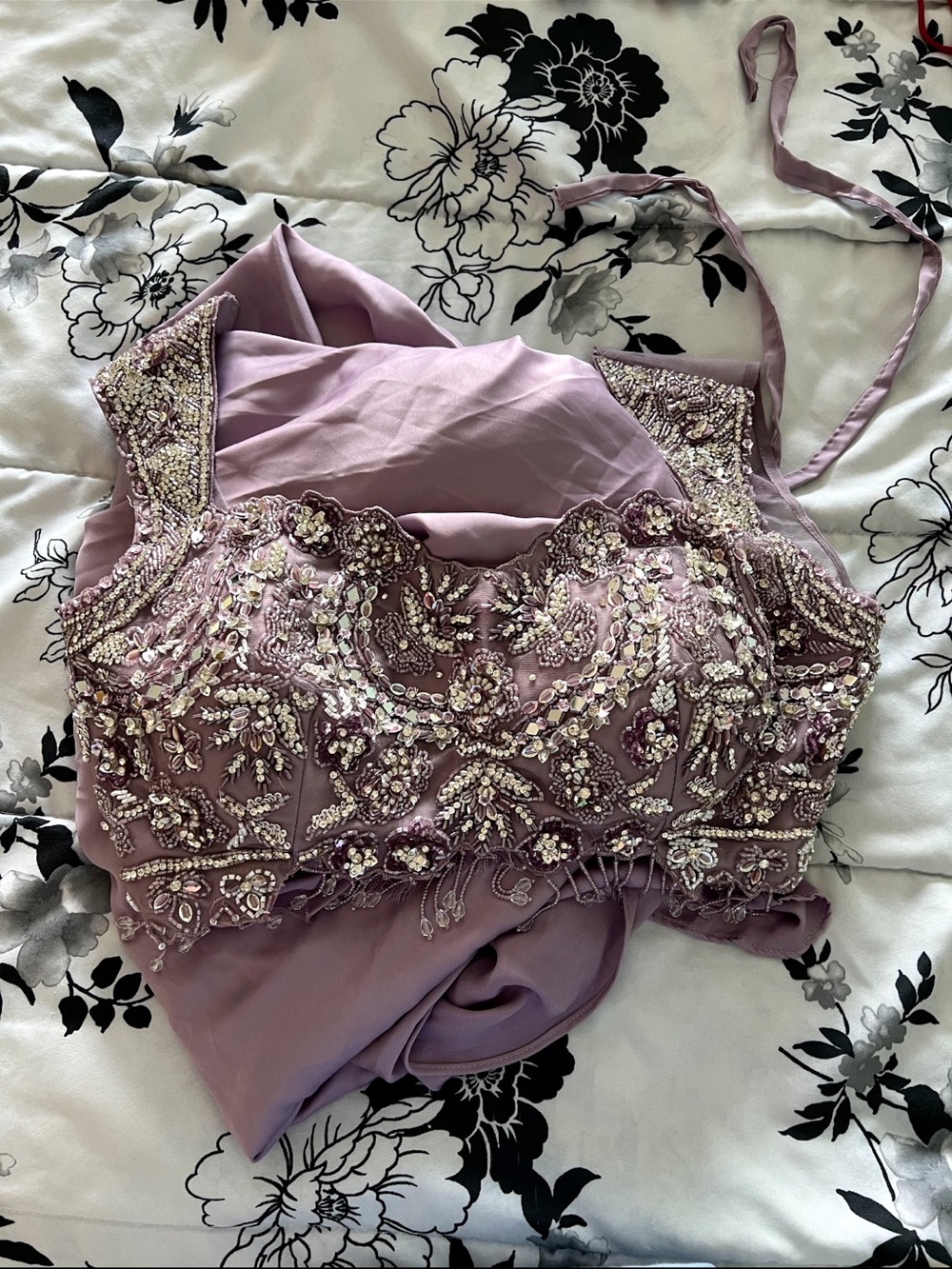 Lavender Beaded drape saree